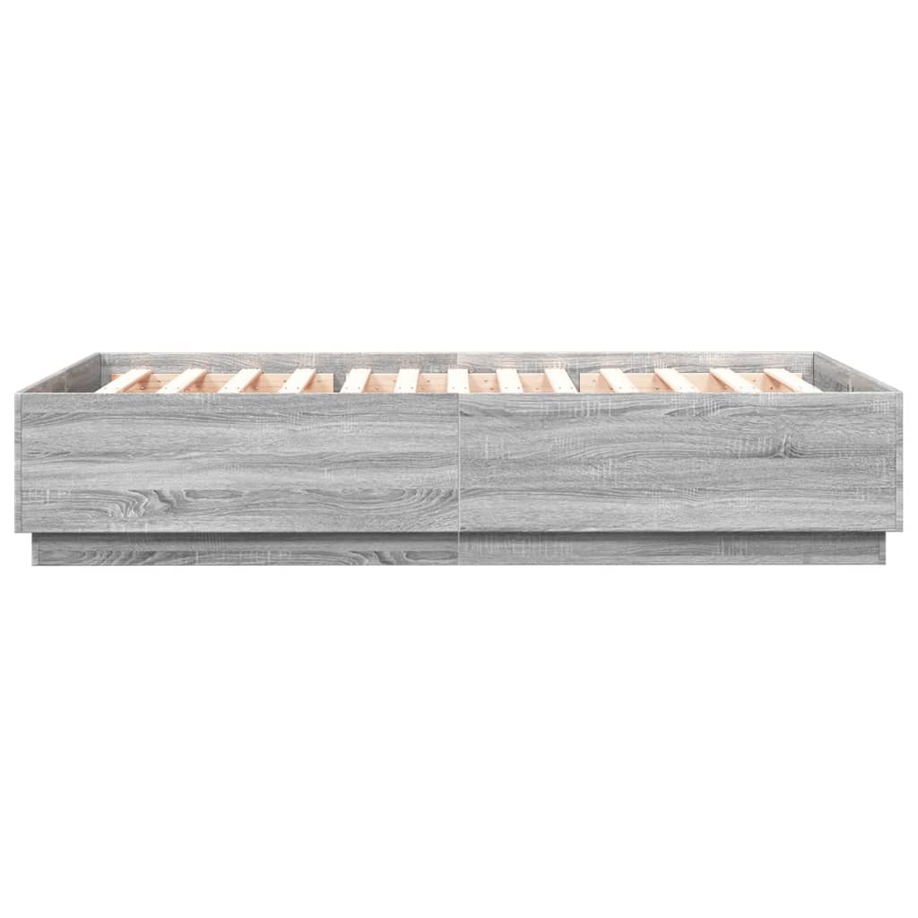 Okvir za krevet s LED svjetlima boja hrasta 140 x 200 cm drveni