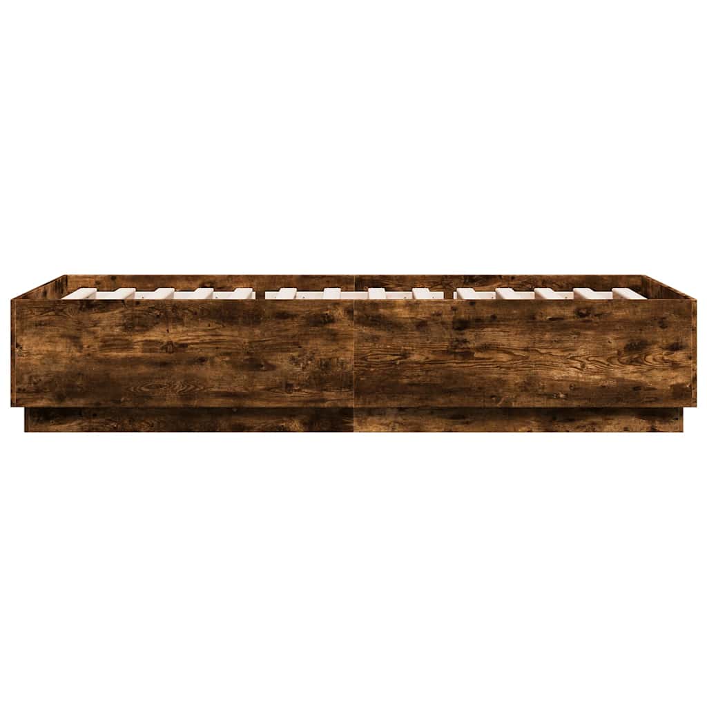 Okvir za krevet s LED svjetlima boja hrasta 100 x 200 cm drveni