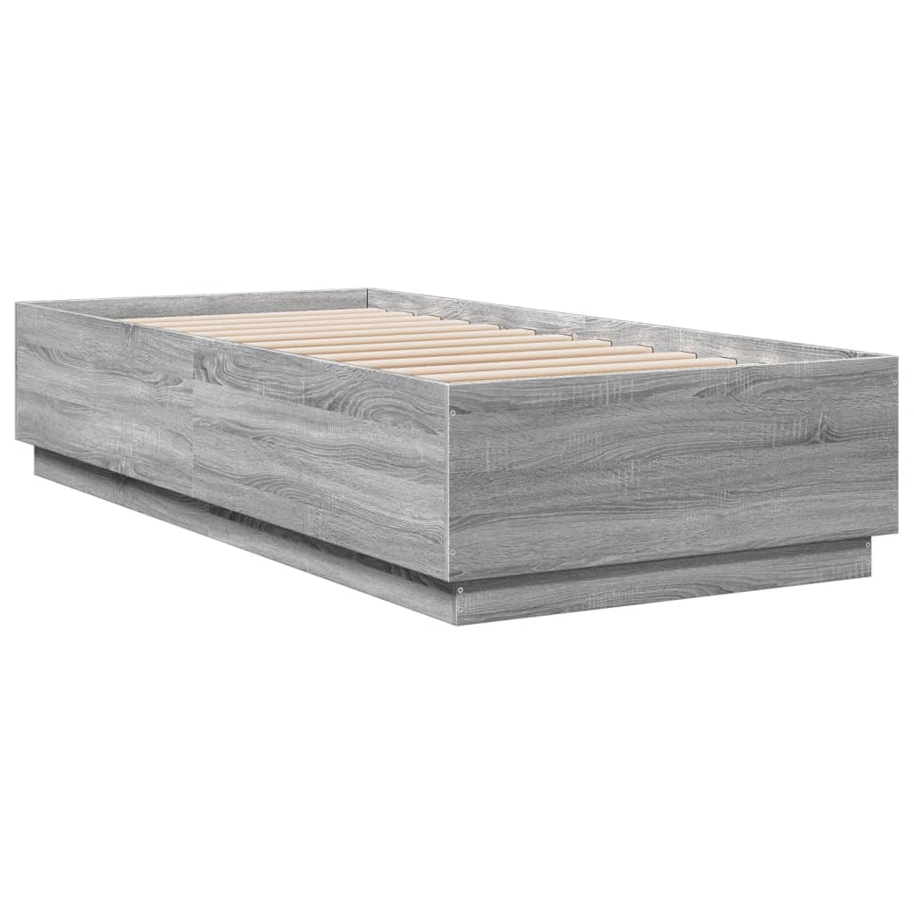 Okvir za krevet s LED svjetlima boja hrasta 100 x 200 cm drveni