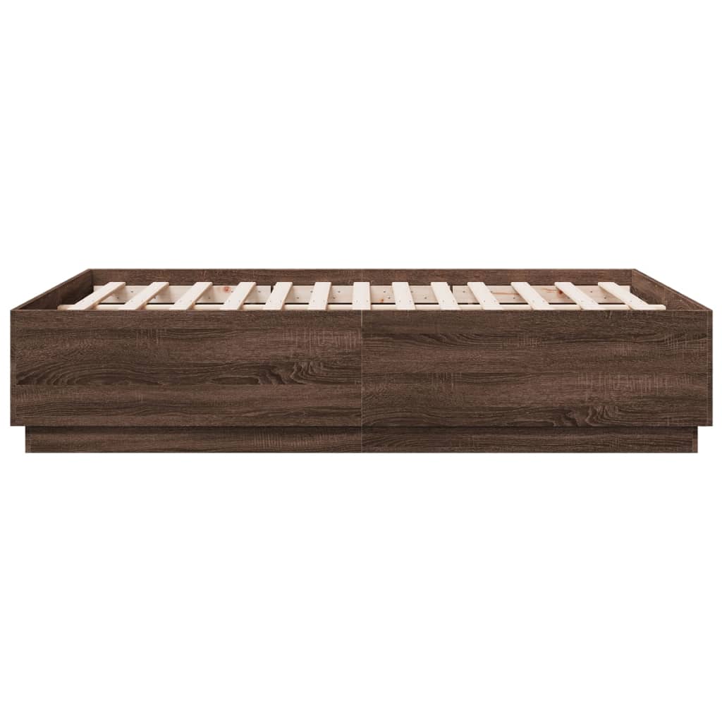 Okvir za krevet s LED svjetlima boja hrasta 135 x 190 cm drveni