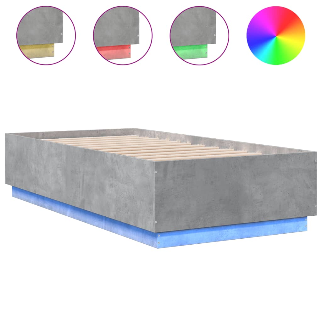 Okvir kreveta s LED svjetlima 90 x 190 cm od konstruiranog drva