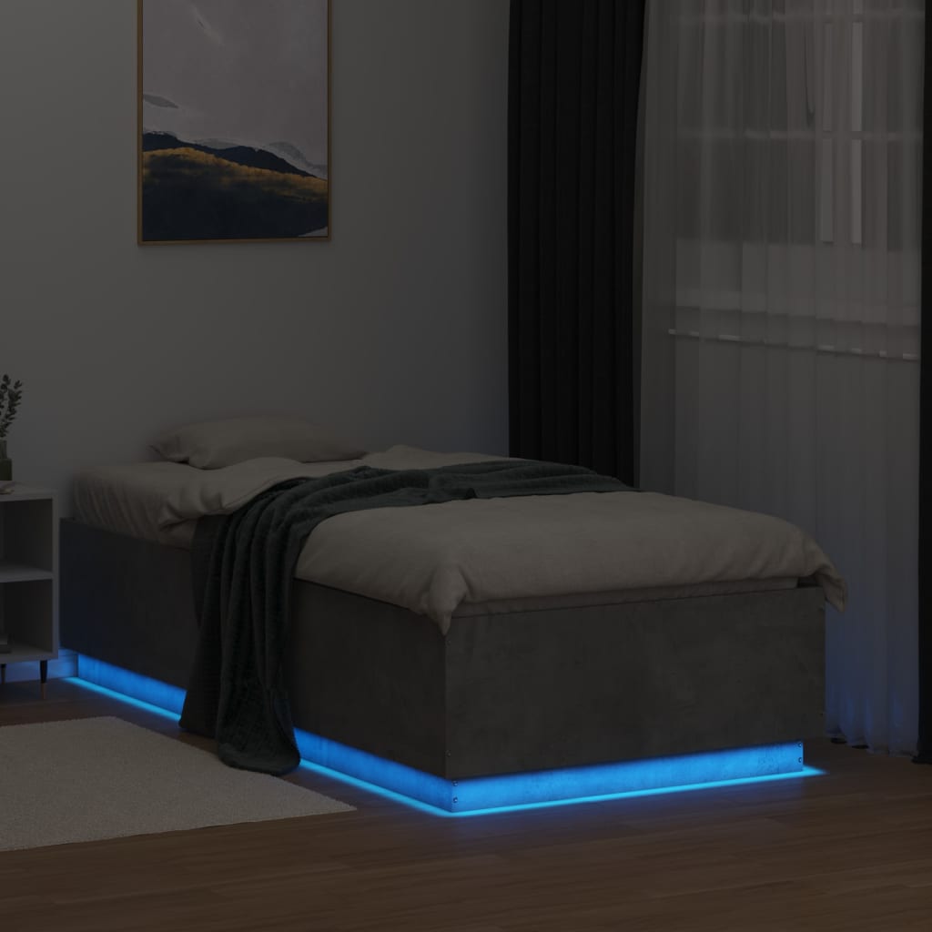 Okvir kreveta s LED svjetlima 90 x 190 cm od konstruiranog drva
