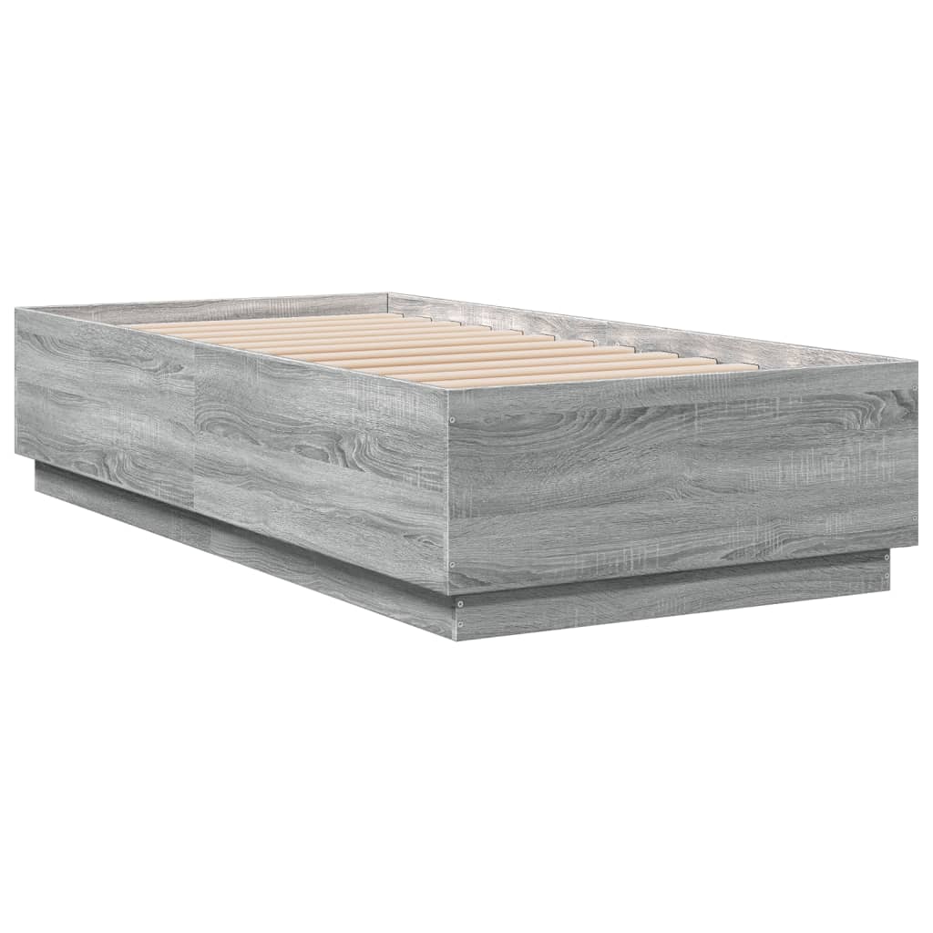 Okvir za krevet s LED svjetlima siva Sonoma 90 x 190 cm drveni