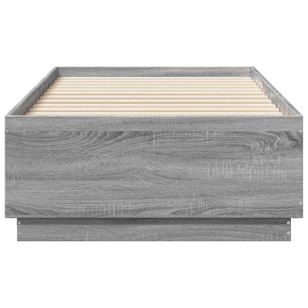 Okvir za krevet s LED svjetlima siva Sonoma 90 x 190 cm drveni