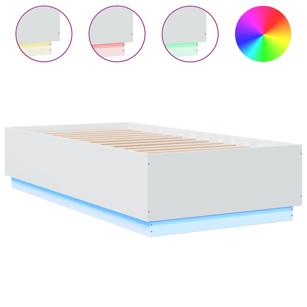 Okvir za krevet s LED svjetlima 90x190 cm konstruirano drvo