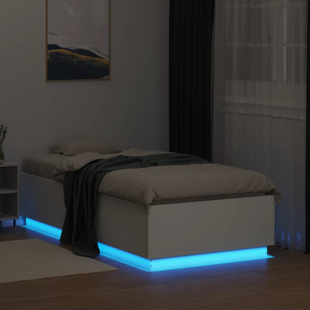 Okvir za krevet s LED svjetlima 90x190 cm konstruirano drvo