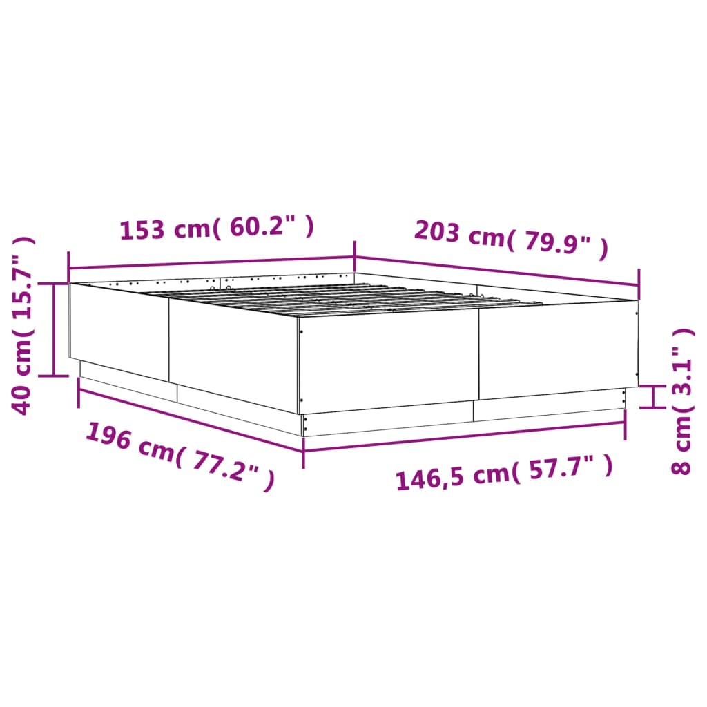 Okvir za krevet boja hrasta 150x200 cm od konstruiranog drva