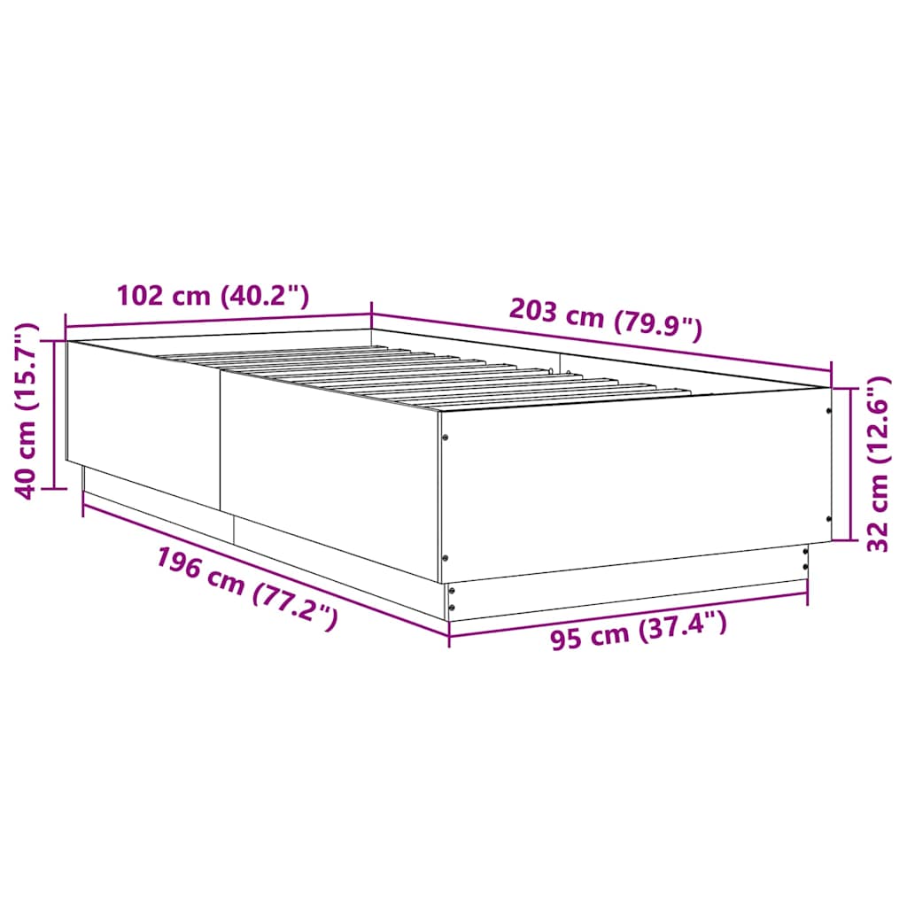 Okvir za krevet boja hrasta 120 x 200 cm konstruirano drvo