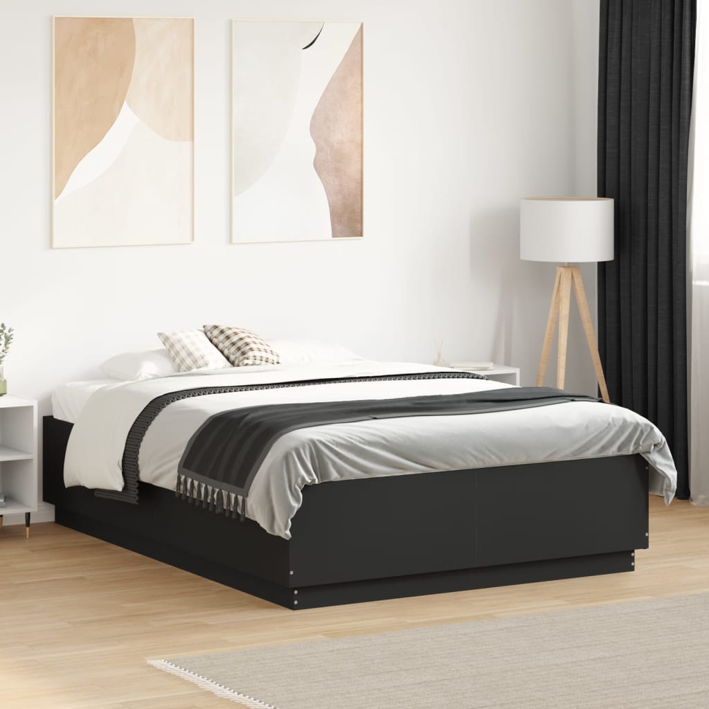 Okvir za krevet crni 135x190 cmkonstruirano drvo