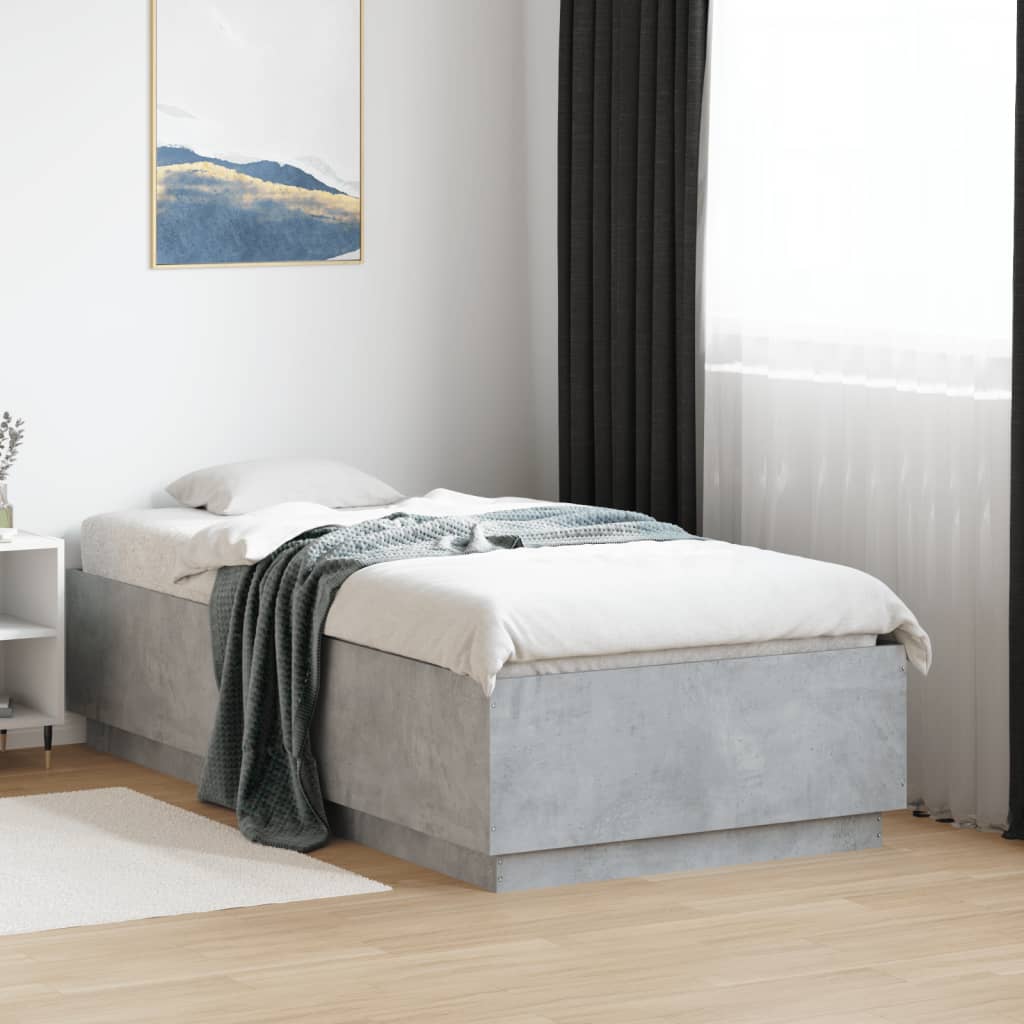 Okvir kreveta boja betona 90 x 190 cm od konstruiranog drva
