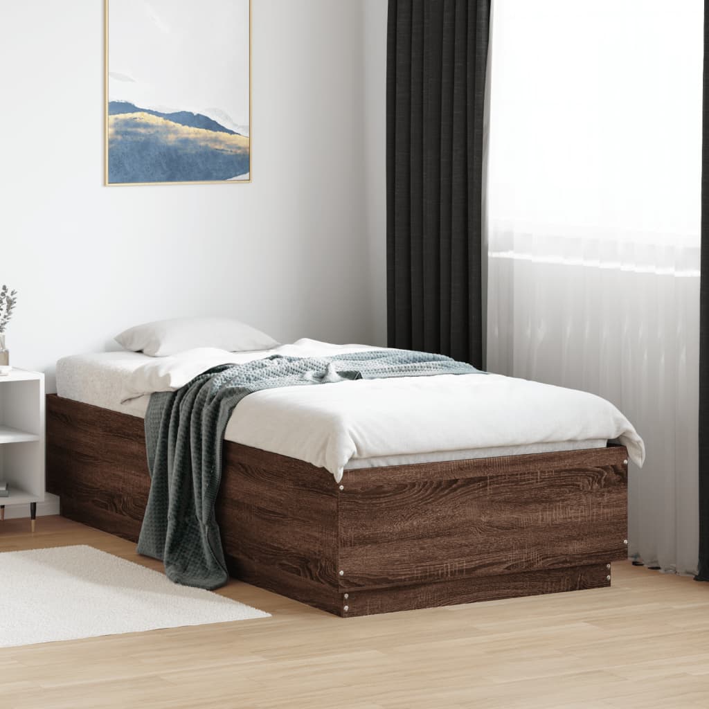 Okvir za krevet smeđi hrast 75x190 cm konstruirano drvo