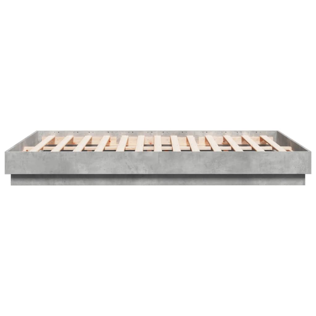 Okvir kreveta s LED svjetlima siva boja betona 160 x 200 cm