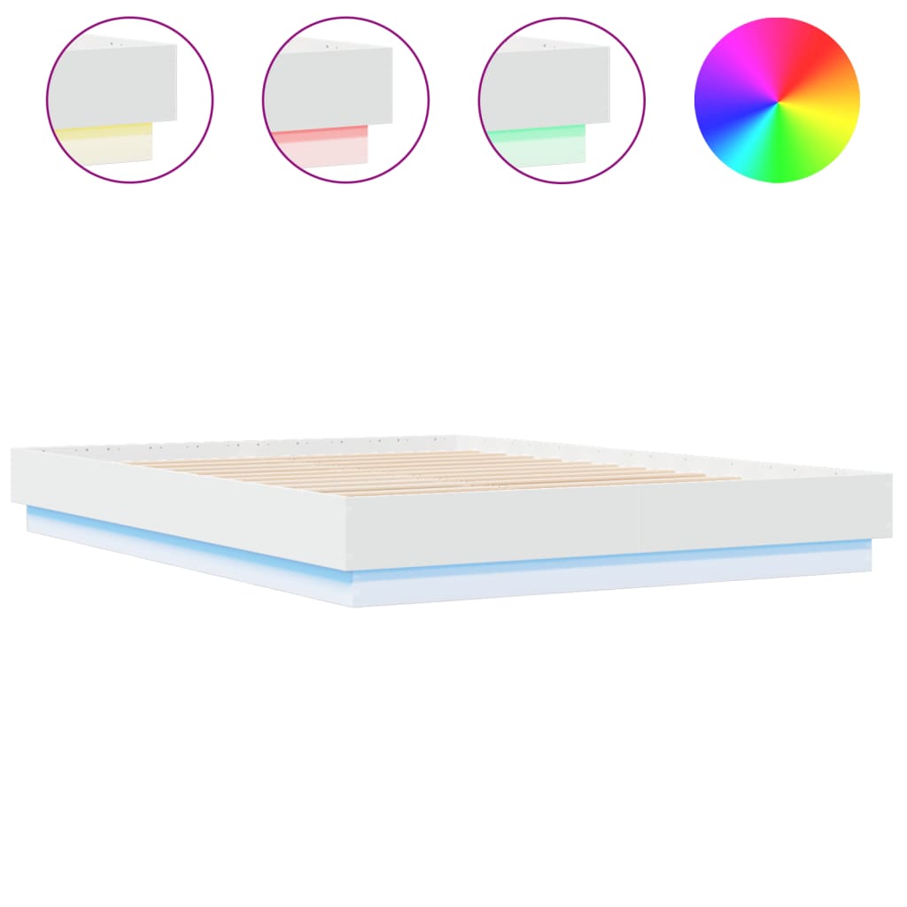 Okvir kreveta s LED svjetlima bijeli 150 x 200 cm