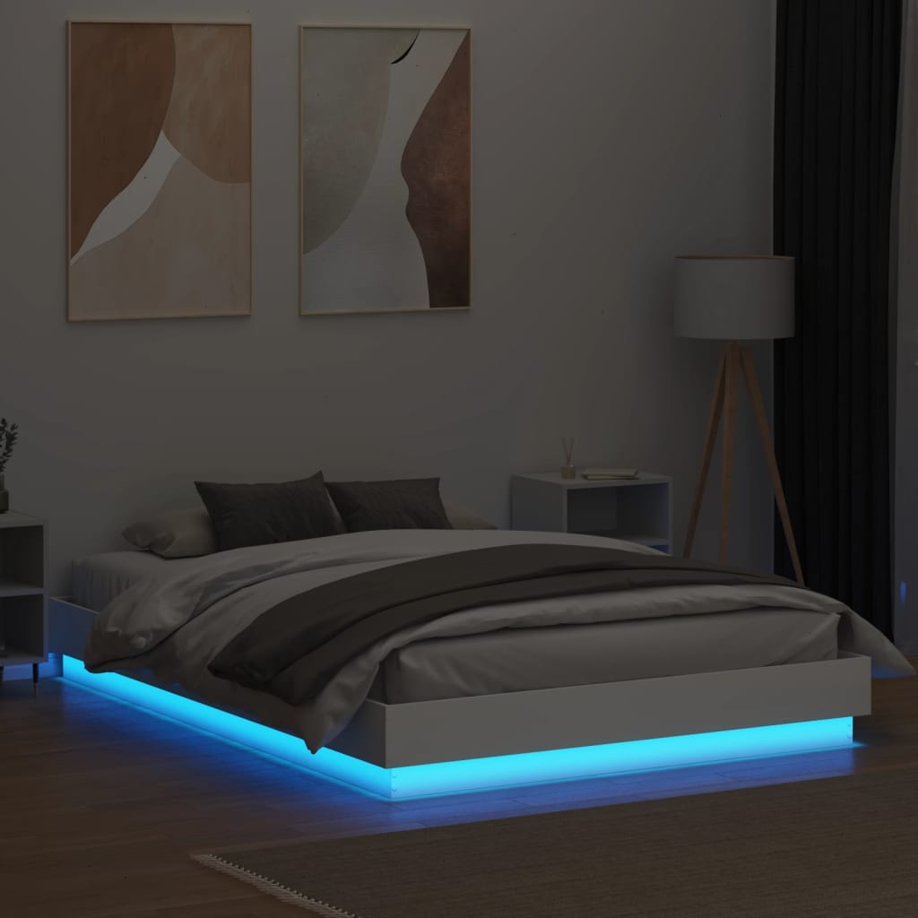 Okvir kreveta s LED svjetlima bijeli 150 x 200 cm