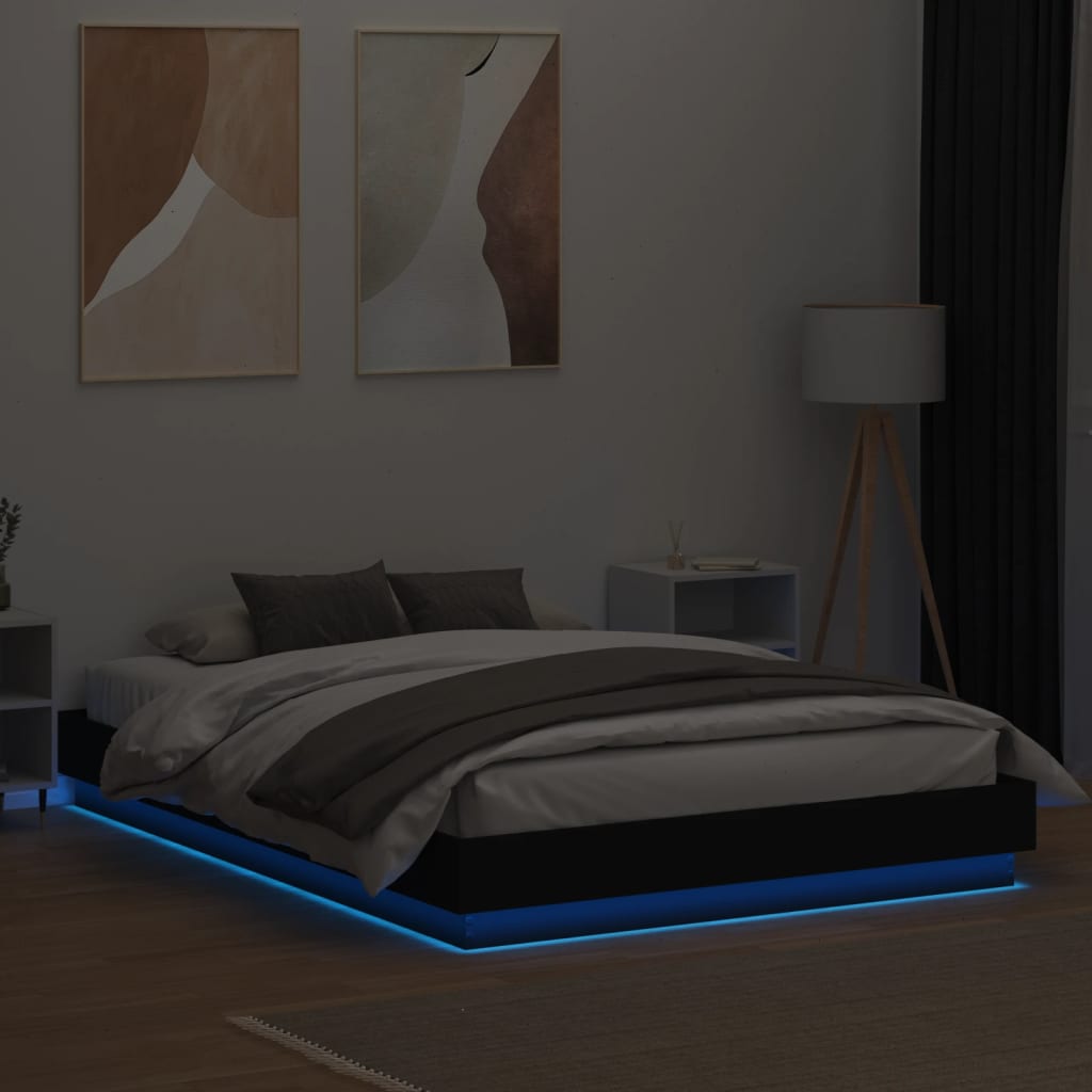 Okvir kreveta s LED svjetlima crni 150 x 200 cm