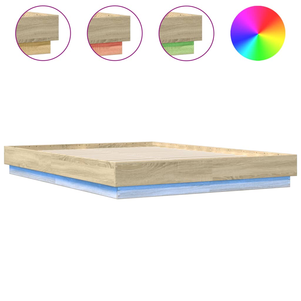 Okvir kreveta s LED svjetlima boja hrasta sonome 150 x 200 cm