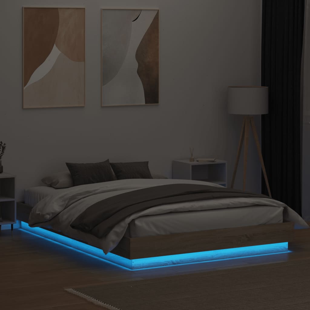 Okvir kreveta s LED svjetlima boja hrasta sonome 150 x 200 cm