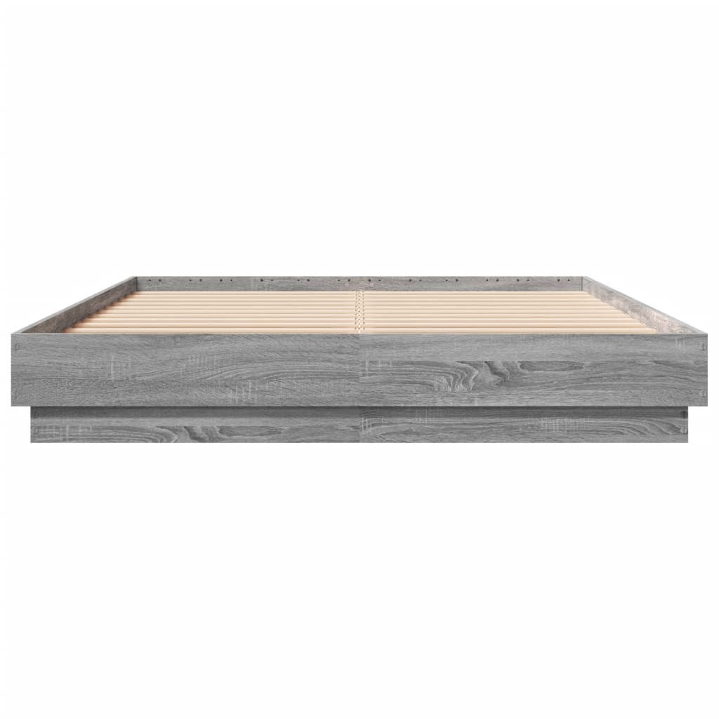Okvir kreveta s LED svjetlima siva boja hrasta 150 x 200 cm