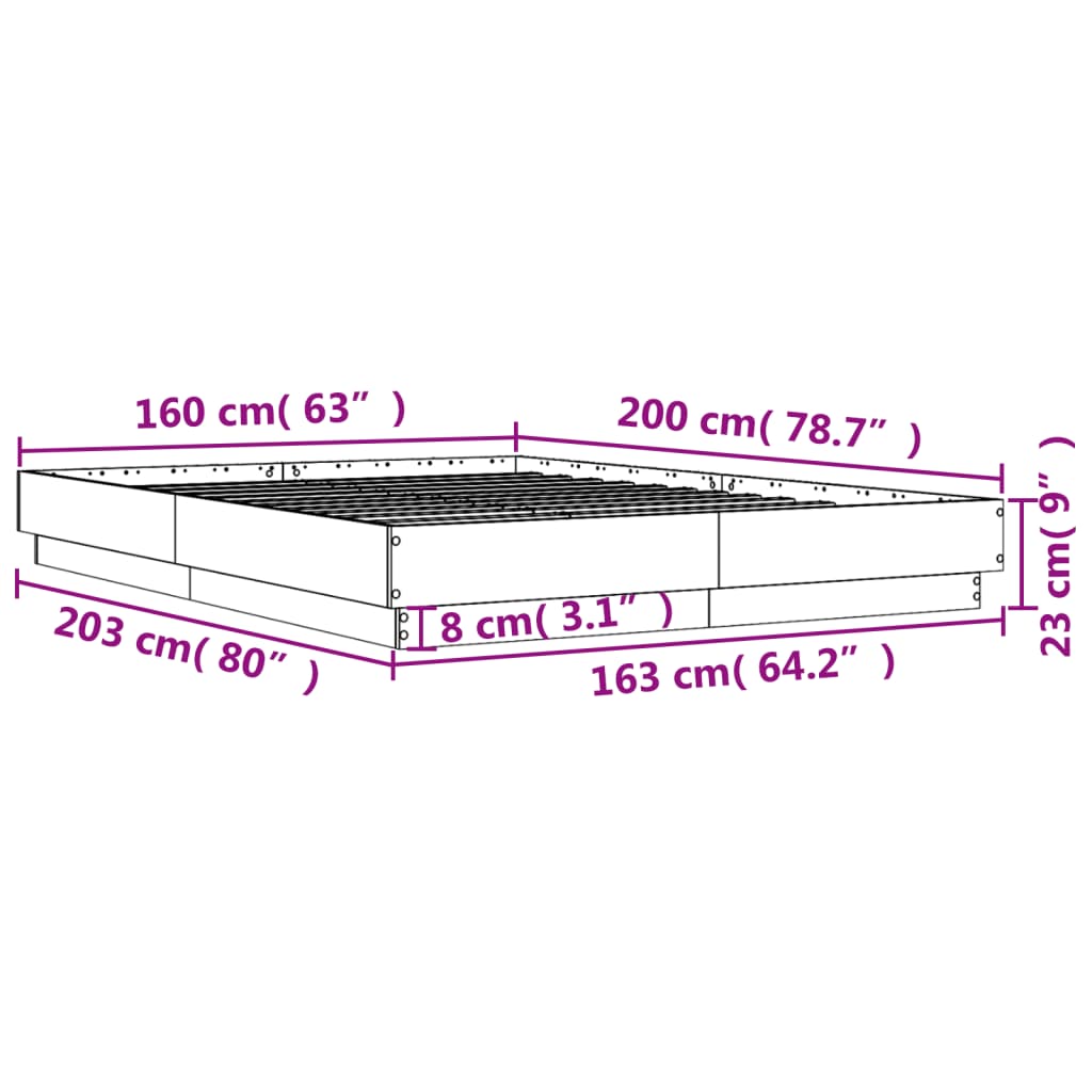 Okvir za krevet boja hrasta 160x200 cm od konstruiranog drva