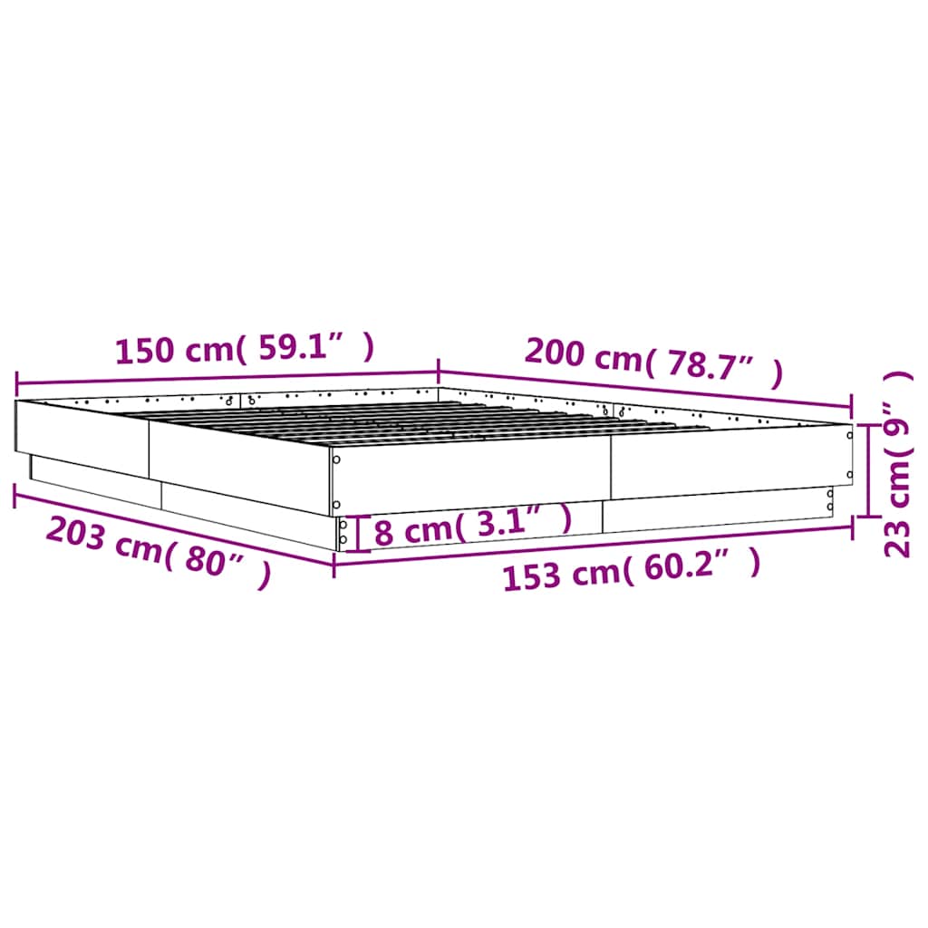 Okvir za krevet bijeli 150x200 cm konstruirano drvo