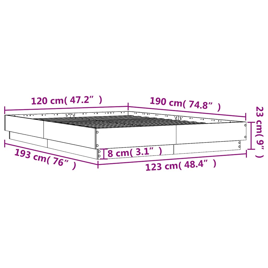 Okvir za krevet bijeli 120x190 cm konstruirano drvo
