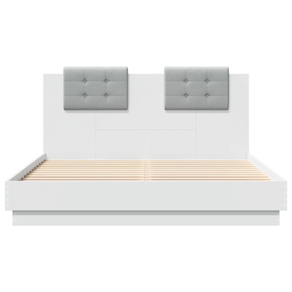 Okvir za krevet s uzglavljem bijeli 150x200cm konstruirano drvo