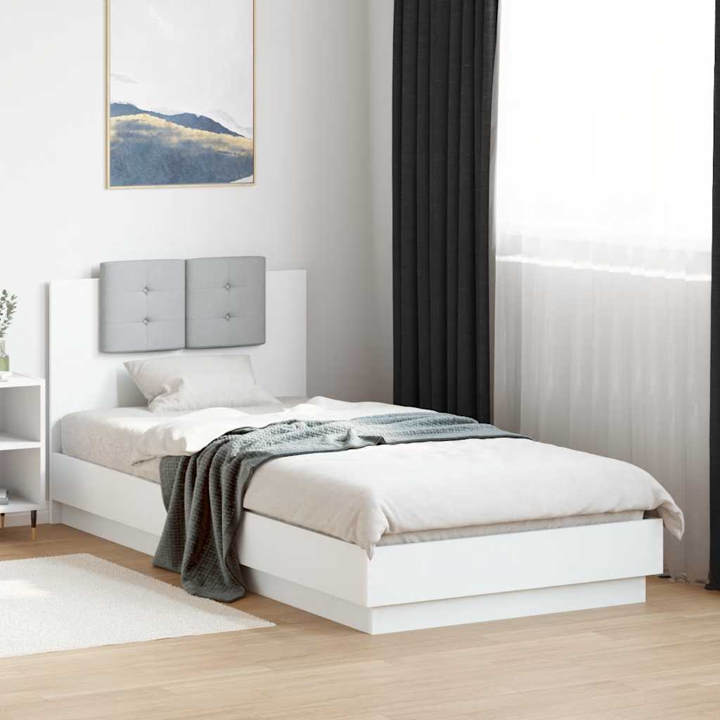 Okvir kreveta s uzglavljem bijeli 90 x 200 cm konstruirano drvo