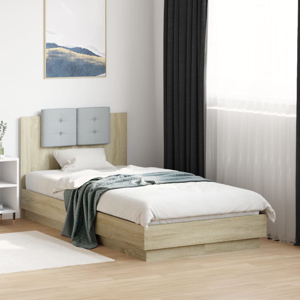 Okvir za krevet s uzglavljem boja hrasta 90x190 cm drveni