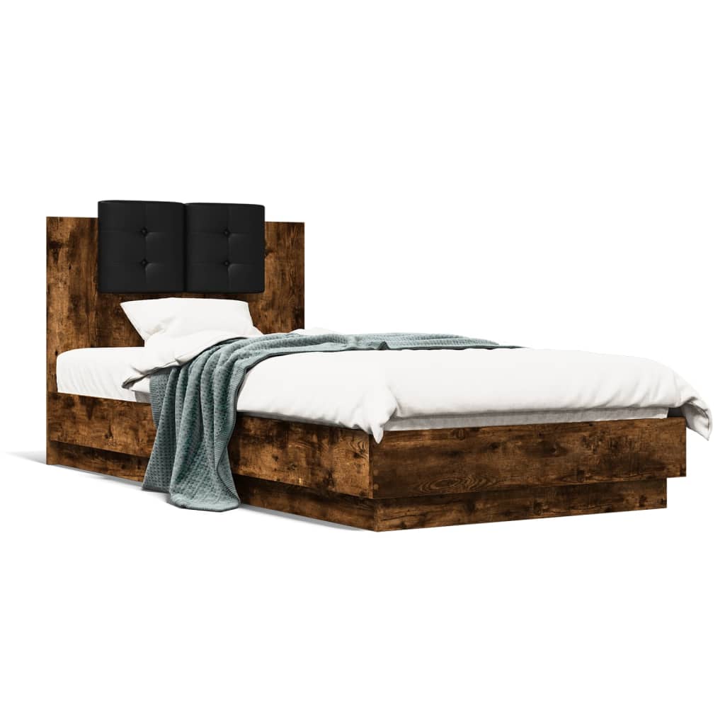 Okvir za krevet s uzglavljem boja hrasta 90x190 cm drveni