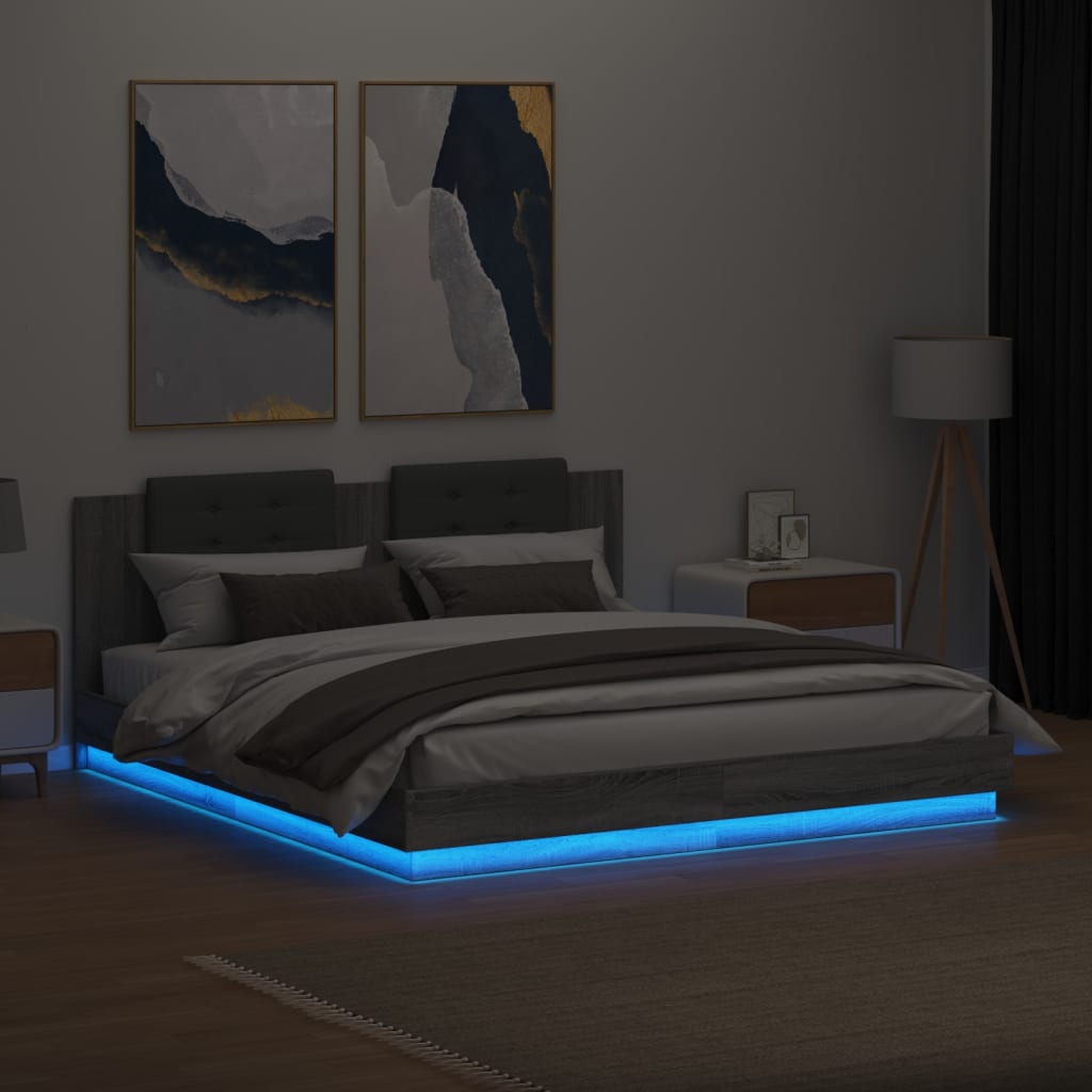 Okvir kreveta s uzglavljem LED boja hrasta sonome 200 x 200 cm