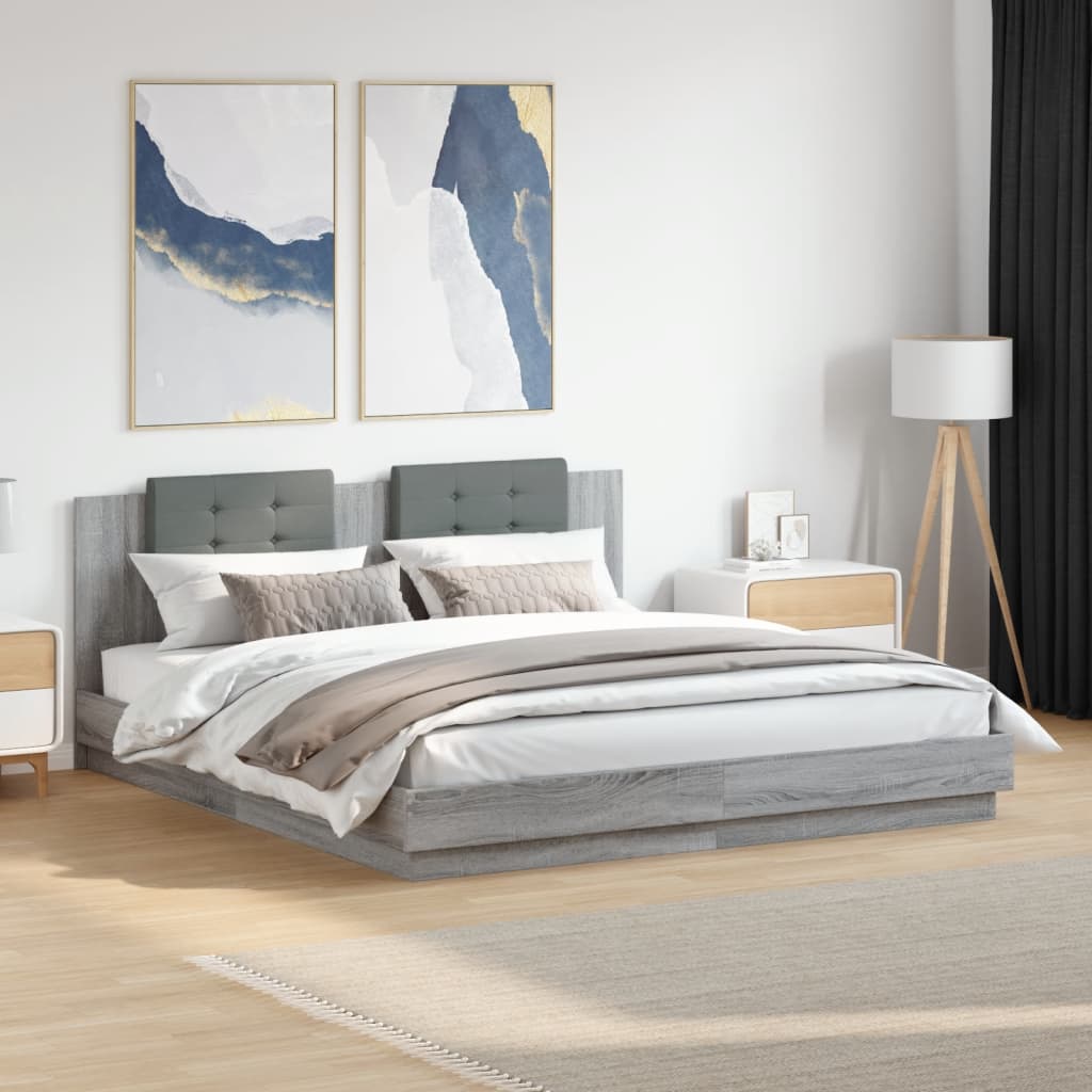 Okvir kreveta s uzglavljem LED boja hrasta sonome 200 x 200 cm