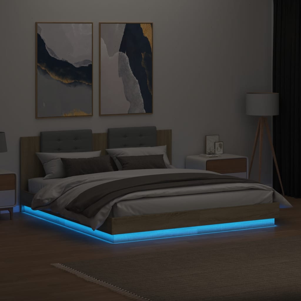 Okvir kreveta s uzglavljem LED boja hrasta sonome 180 x 200 cm