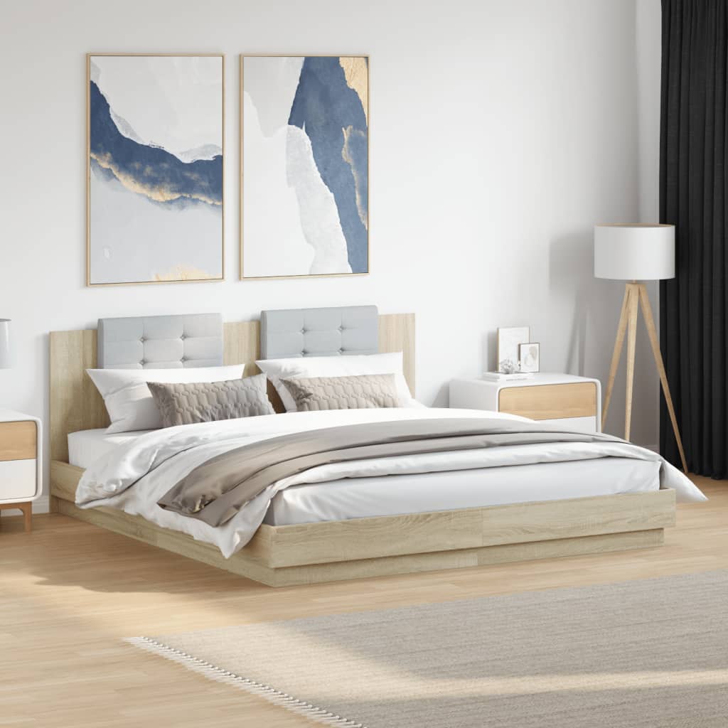 Okvir kreveta s uzglavljem LED boja hrasta sonome 180 x 200 cm