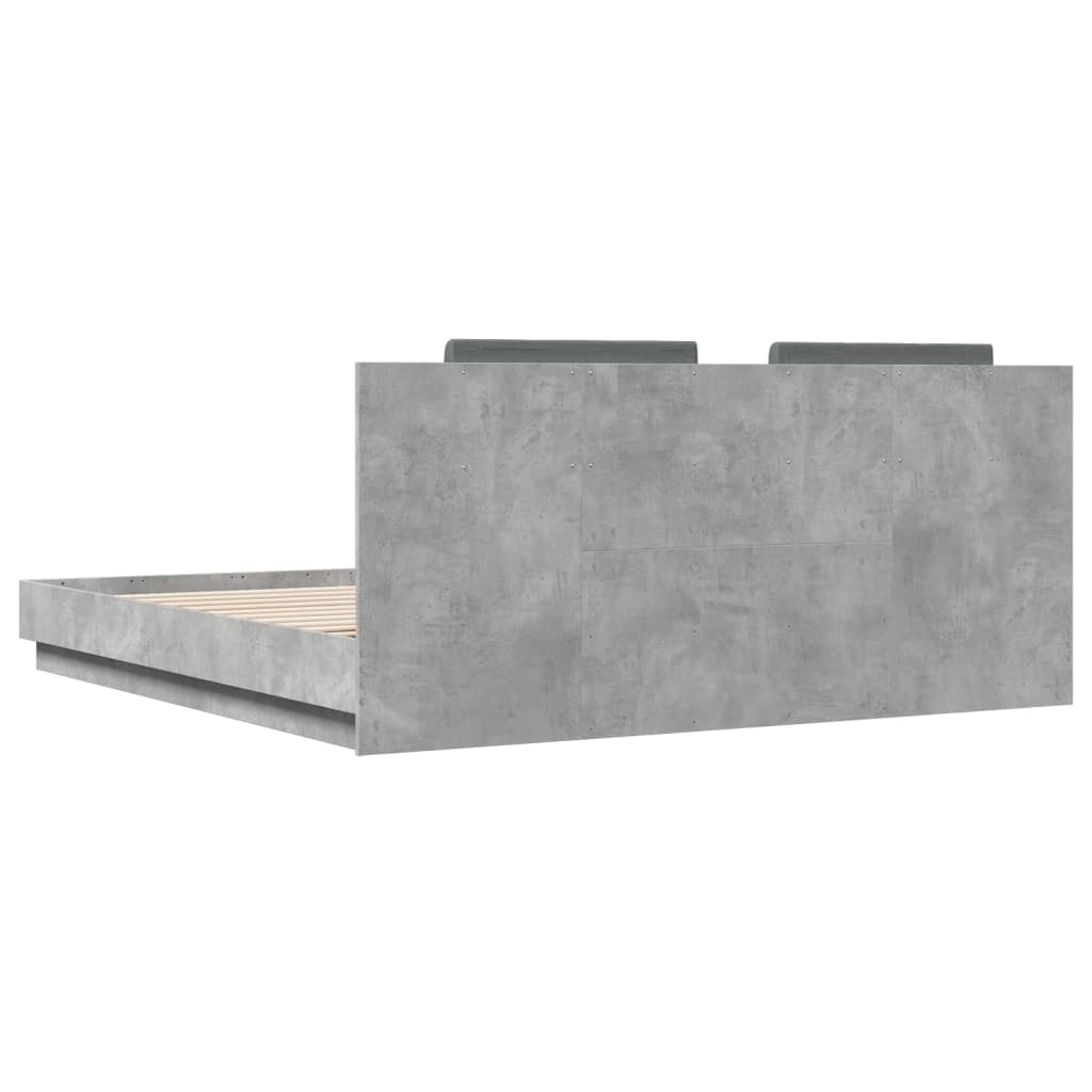 Okvir kreveta s uzglavljem LED siva boja betona 180 x 200 cm