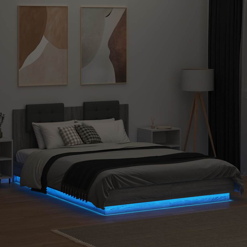 Okvir kreveta s uzglavljem LED boja hrasta sonome 150 x 200 cm