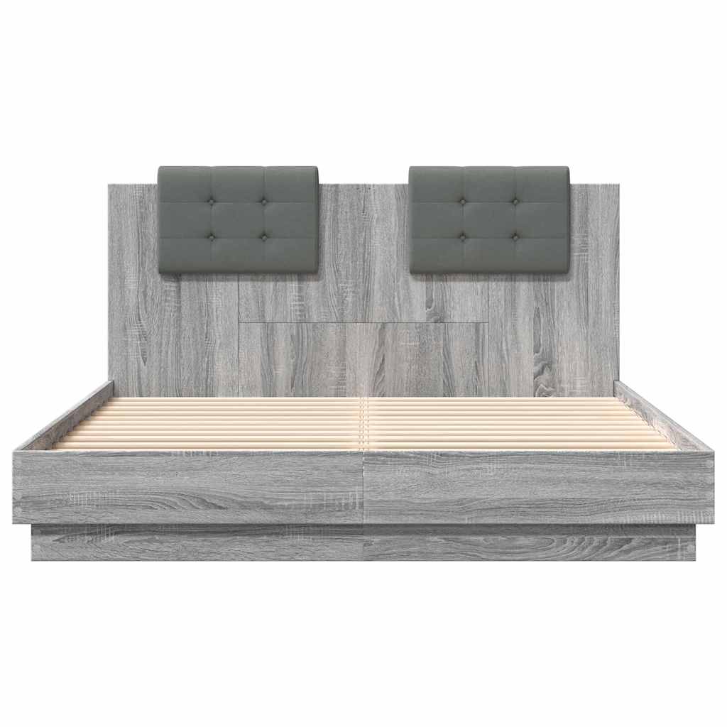 Okvir kreveta s uzglavljem LED boja hrasta sonome 150 x 200 cm