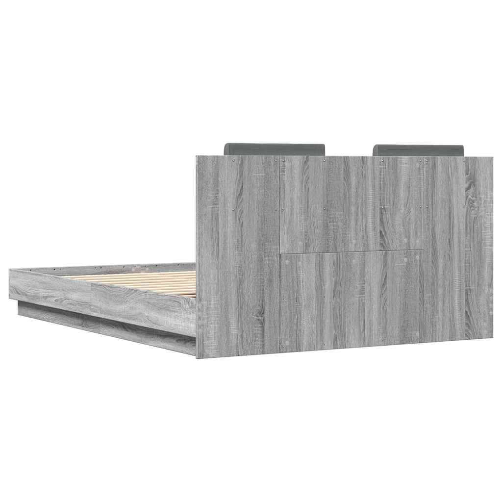 Okvir kreveta s uzglavljem LED boja hrasta sonome 150 x 200 cm