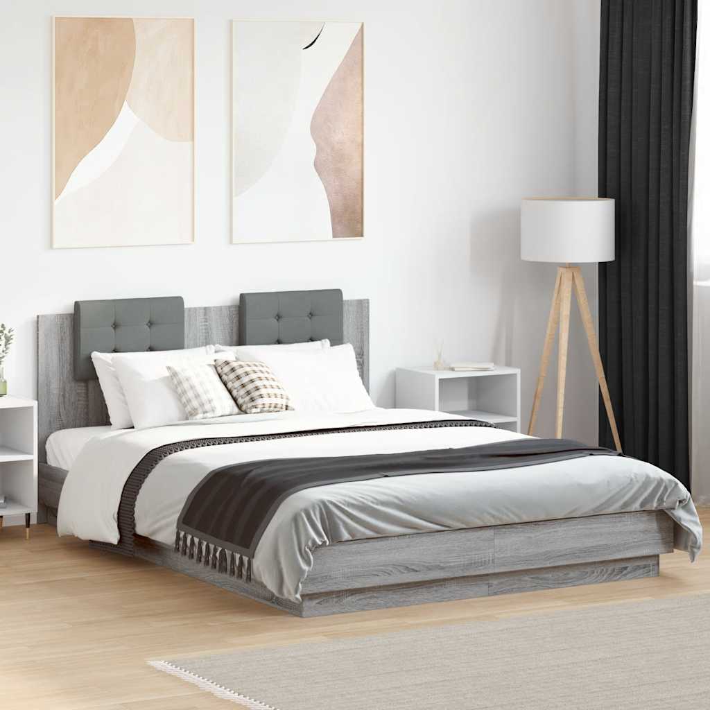 Okvir kreveta s uzglavljem LED boja hrasta sonome 150 x 200 cm