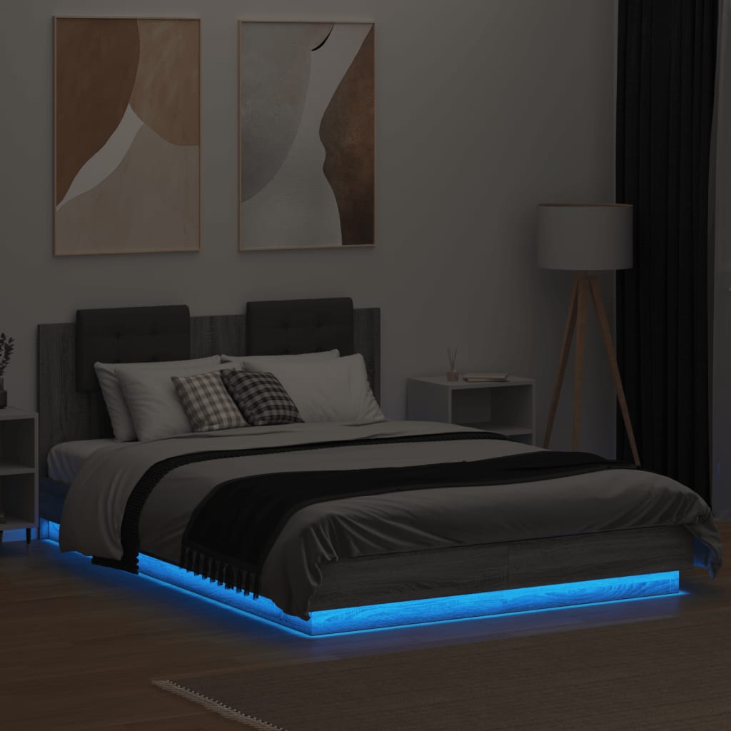 Okvir kreveta s uzglavljem LED boja hrasta sonome 120 x 200 cm