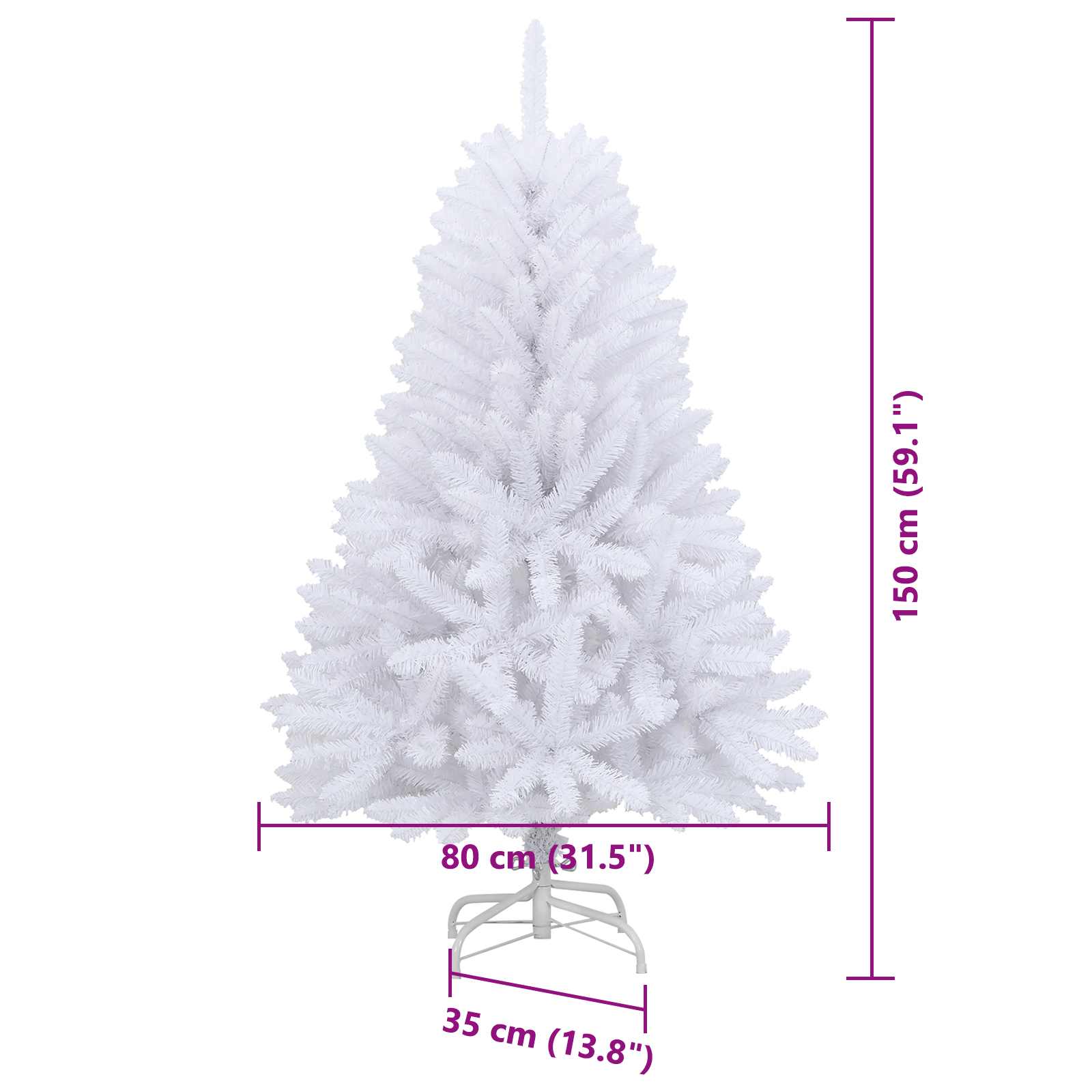 Umjetno božićno drvce Bijelo 150 cm PVC i metal