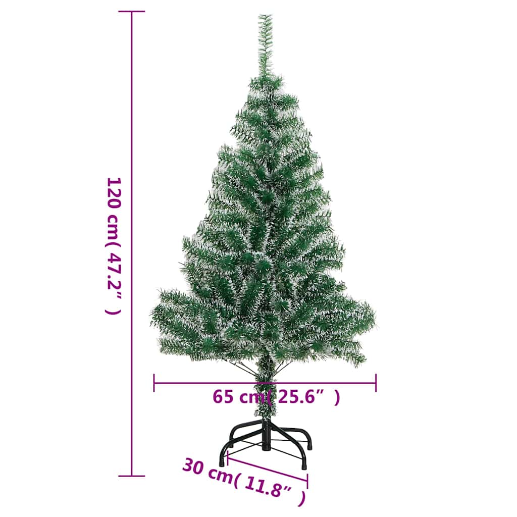 Umjetno božićno drvce 150 LED s kuglicama i snijegom 120 cm