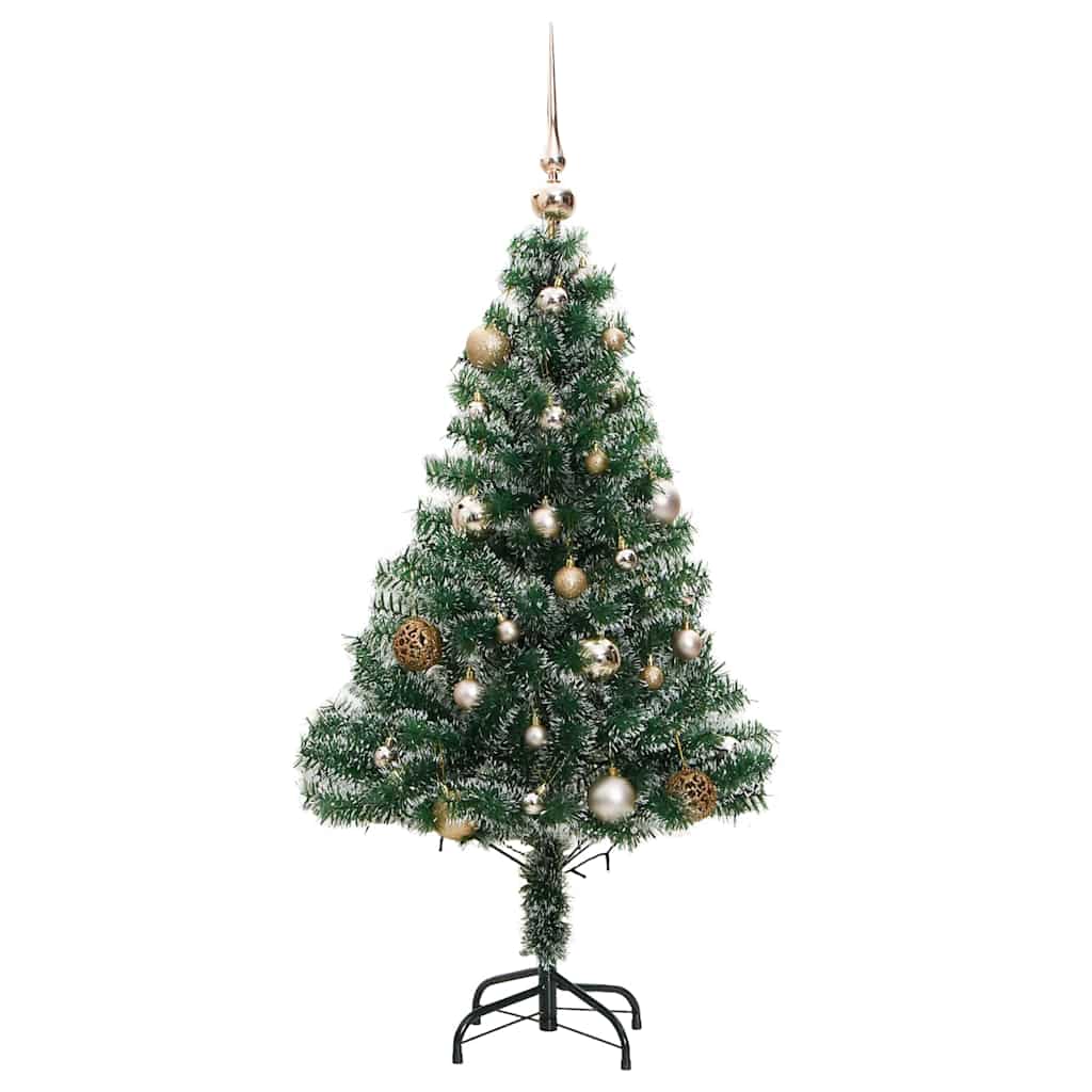 Umjetno božićno drvce 150 LED s kuglicama i snijegom 120 cm