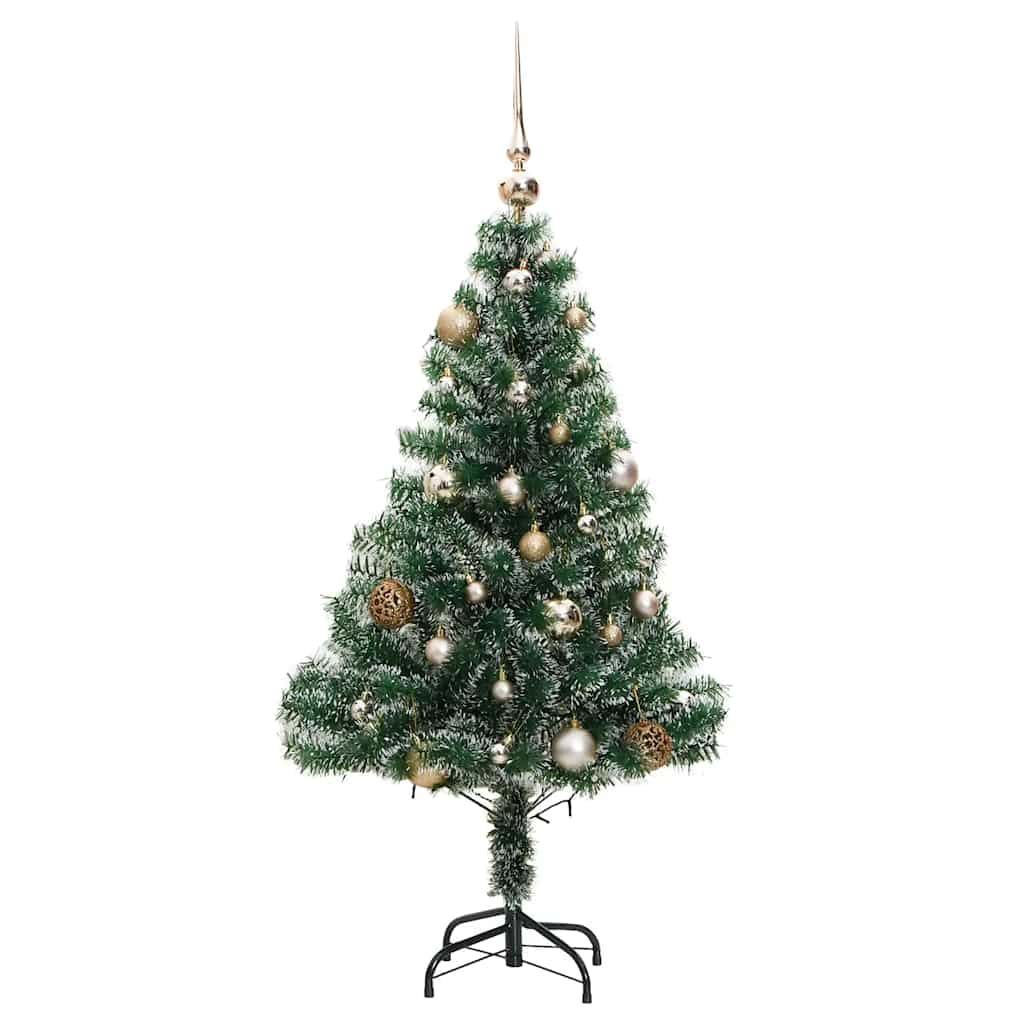 Umjetno božićno drvce 150 LED s kuglicama i snijegom 150 cm