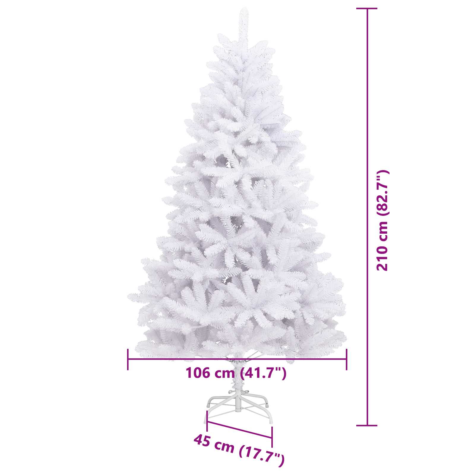 Umjetno božićno drvce Bijelo 210 cm PVC i metal
