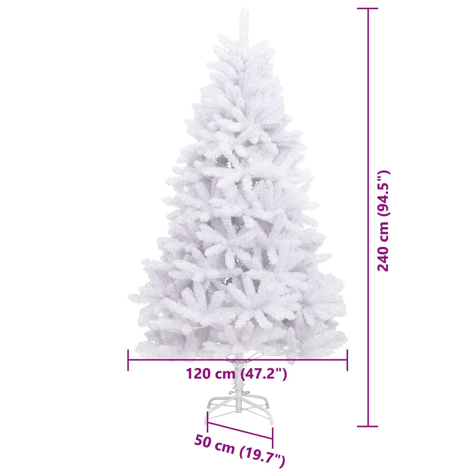Umjetno božićno drvce Bijelo 240 cm PVC i metal