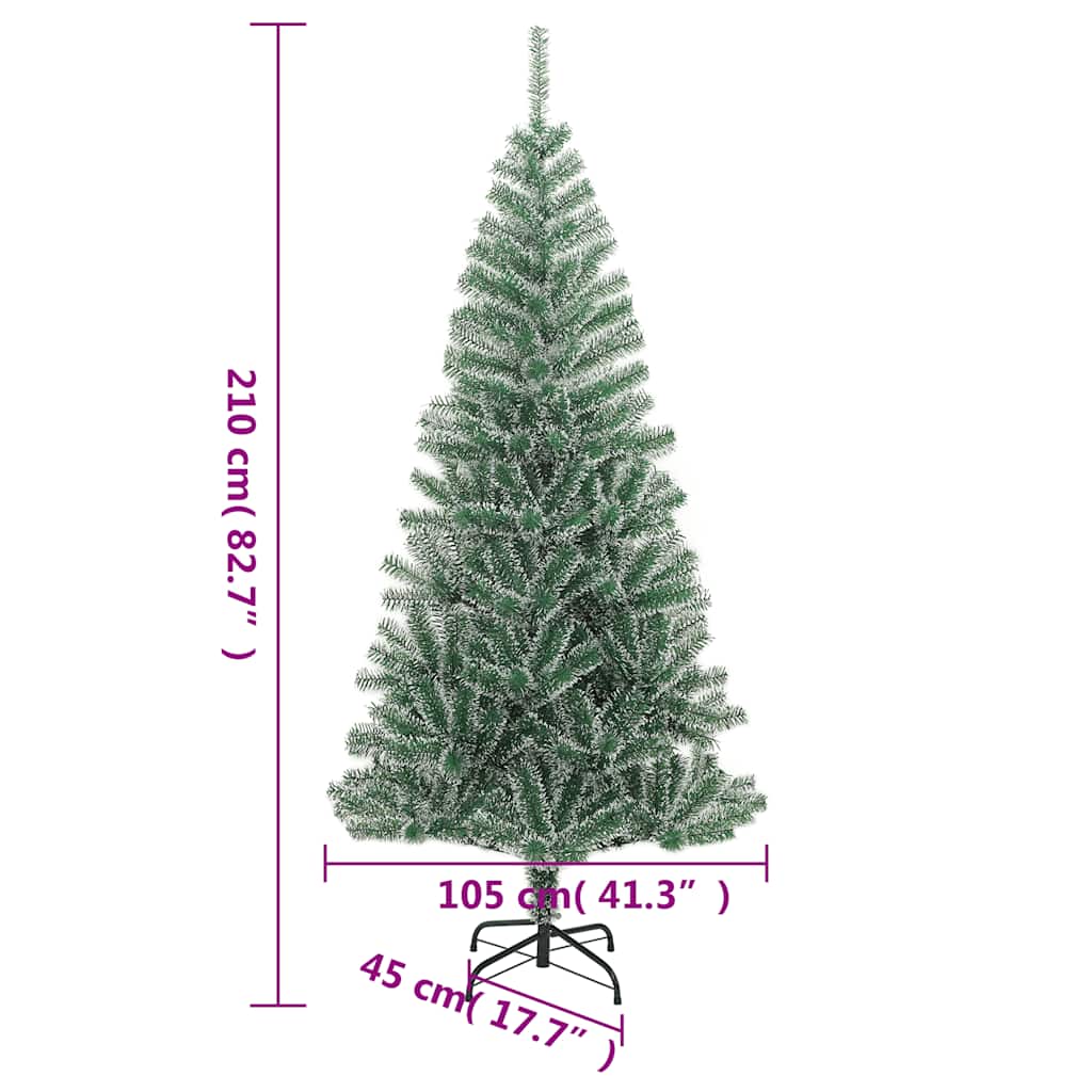 Umjetno božićno drvce 300 LED s kuglicama i snijegom 210 cm