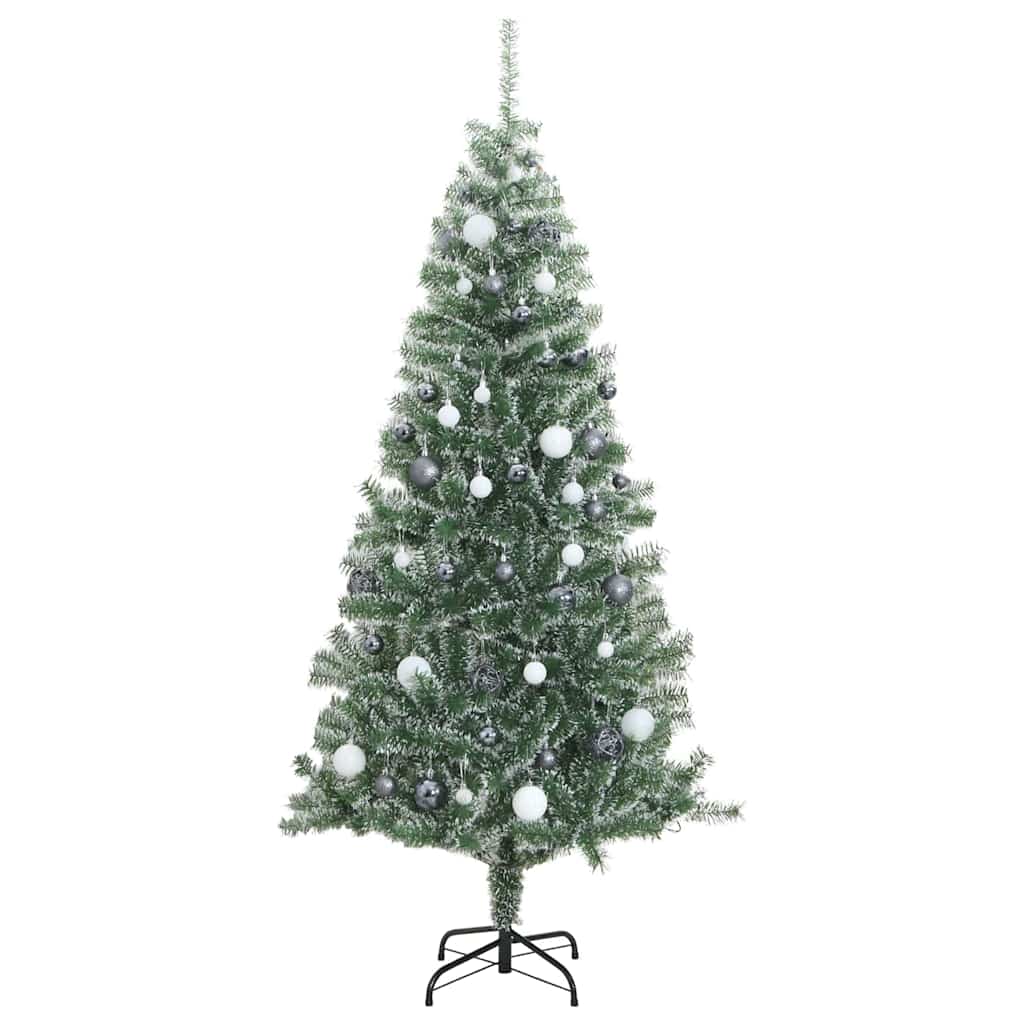 Umjetno božićno drvce 300 LED s kuglicama i snijegom 210 cm