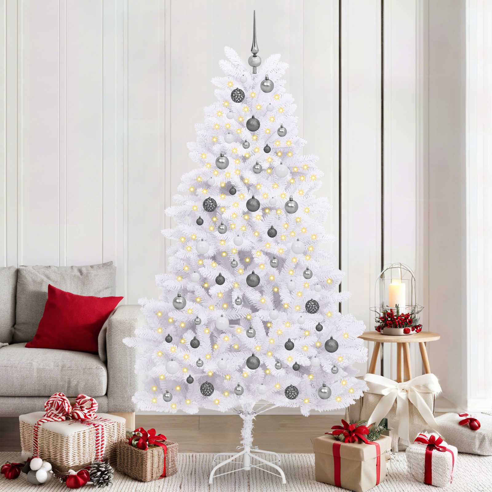 Umjetno božićno drvce Bijelo 106 x 106 x 210 cm PVC i metal