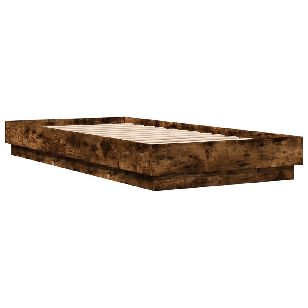 Okvir za krevet s LED svjetlima dimljena boja hrasta 100x200 cm