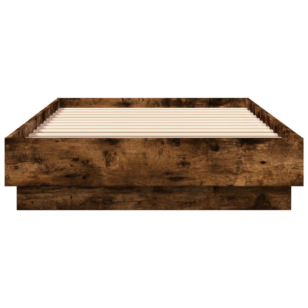 Okvir za krevet s LED svjetlima dimljena boja hrasta 100x200 cm